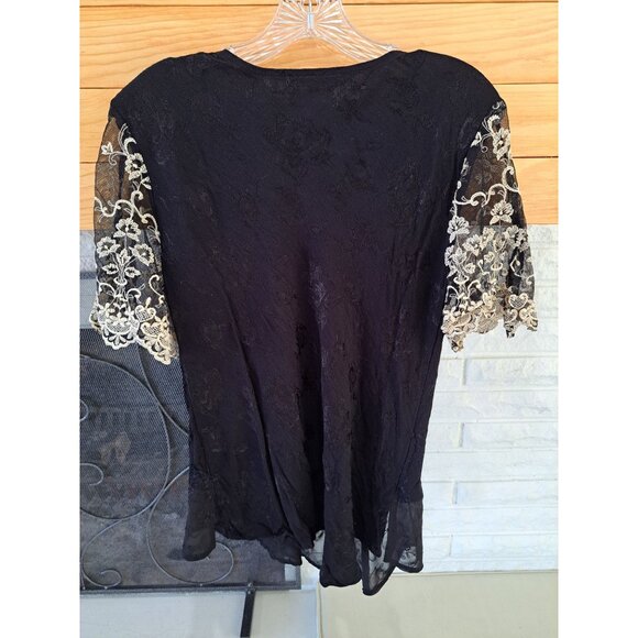 Vintage Spencer Alexis Black Lace Victorian Dark Romantic Top Blouse Shirt Med - Picture 5 of 10
